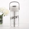 Fles, waterfles met mandje en rietje 800 ml Lucky BD36
