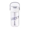Fles, waterfles met mandje en rietje 800 ml Lucky BD36