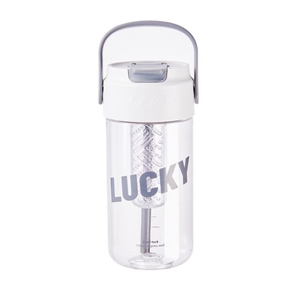 Fles, waterfles met mandje en rietje 800 ml Lucky BD36