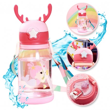 Waterfles Kinderfles met Rietje 600 ML BD30R
