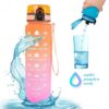 Waterfles, maatbeker 1L OMBRE Oranje met Fuchsia BD15