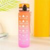Waterfles, maatbeker 1L OMBRE Oranje met Fuchsia BD15