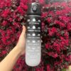 Waterfles, maatbeker 1L OMBRE Grijs met Zwart BD16