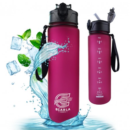 Waterfles, sportfles mat 750 ml bordeauxrood ECARLA SPORTS BD49