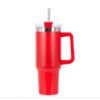 Thermische beker met grote inhoud, handvat en rietje, 1 liter, rood, cup15