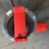 Thermische beker met grote inhoud, handvat en rietje, 1 liter, rood, cup15