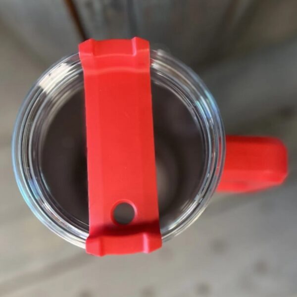 Thermische beker met grote inhoud, handvat en rietje, 1 liter, rood, cup15