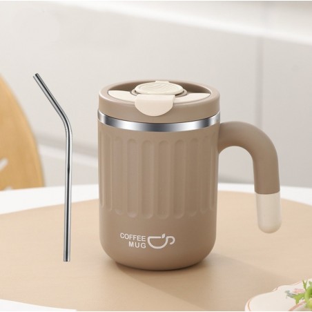 GROTE THERMISCHE BEKER met rietje 480 ml AFSLUITBARE THERMISCHE BEKER KOFFIEKOP 17BR
