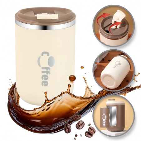 GROTE THERMISCHE BEKER met rietje 500 ml AFSLUITBARE THERMISCHE BEKER KOFFIEKOP 07WZ1