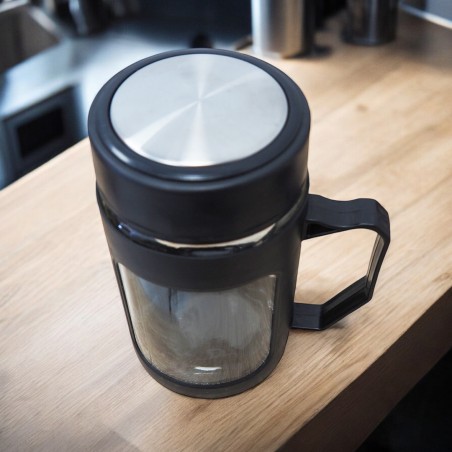 Koffie-thee glazen mok met handvat, zwart, 500 ml CUP18CZ