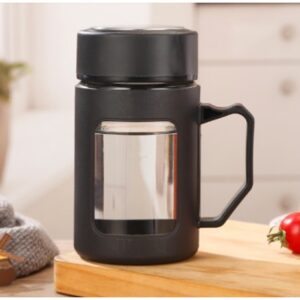 Koffie-thee glazen mok met handvat, zwart, 500 ml CUP18CZ