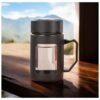 Koffie-thee glazen mok met handvat, zwart, 500 ml CUP18CZ
