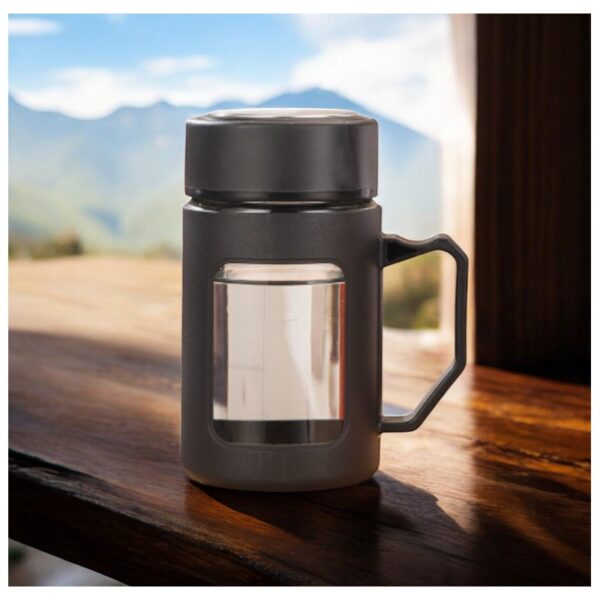 Koffie-thee glazen mok met handvat, zwart, 500 ml CUP18CZ