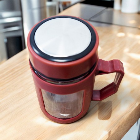 Koffie-thee glazen mok met handvat rood 500 ml CUP18CZE