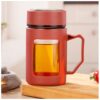 Koffie-thee glazen mok met handvat rood 500 ml CUP18CZE