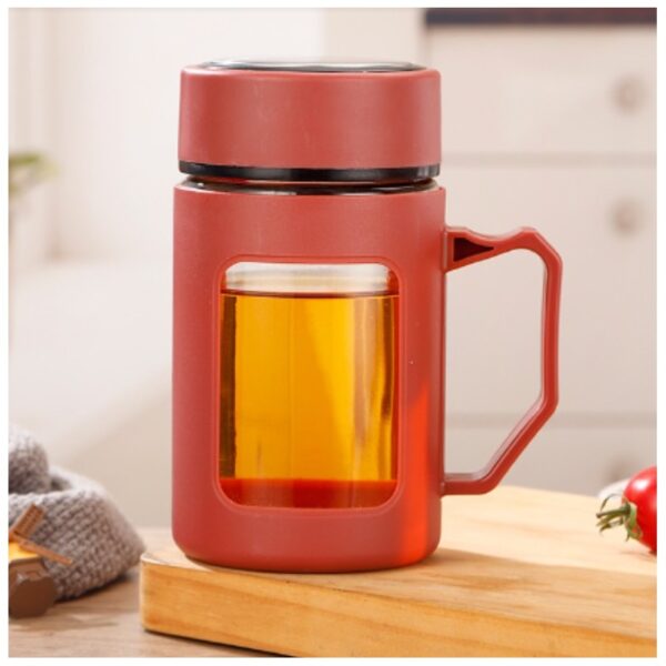 Koffie-thee glazen mok met handvat rood 500 ml CUP18CZE