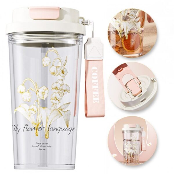 Beker, waterfles met rietje en tuit 550 ml BD29