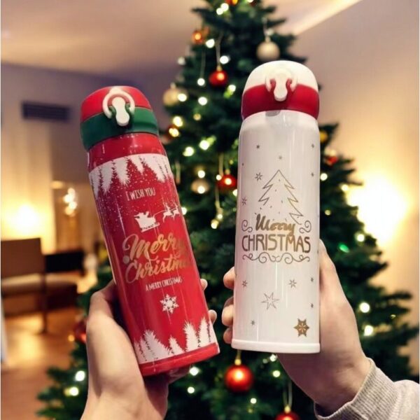 THERMISCHE BEKER, FLES 500ML KERST WINTER THERMISCHE FLES wit BD39B