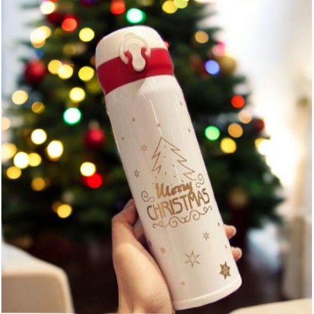 THERMISCHE BEKER, FLES 500ML KERST WINTER THERMISCHE FLES wit BD39B