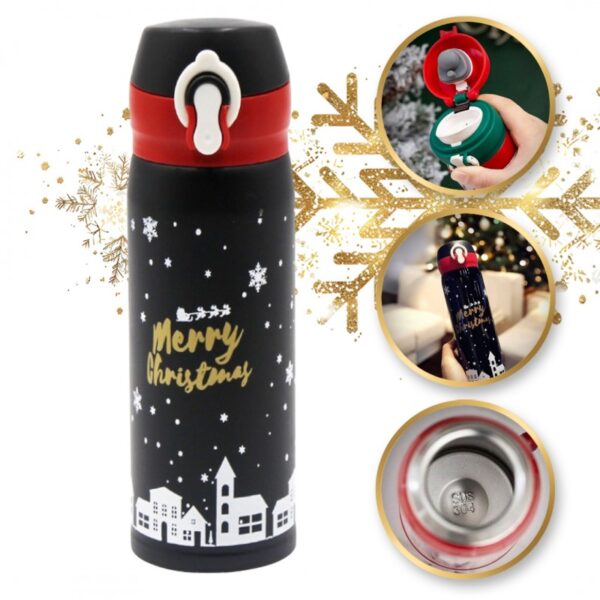 THERMISCHE BEKER, FLES 500ML KERST WINTER THERMISCHE FLES zwart BD39CZ