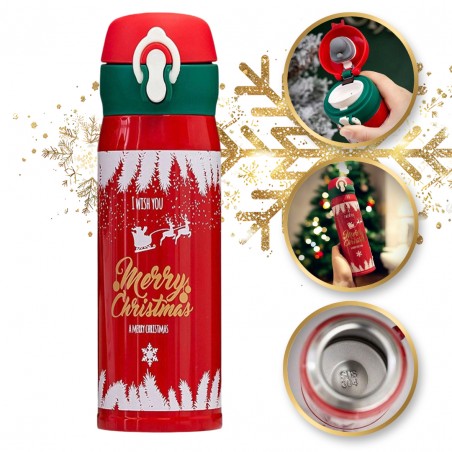 THERMISCHE BEKER, FLES 500ML KERST WINTER THERMISCHE FLES rood BD39CZE