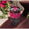 Gekleurde glazen mok voor koffie en thee met rietje en sluiting 400 ml CUP14