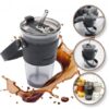 Gekleurde glazen mok voor koffie en thee met rietje en sluiting 450 ml CUP09GRAF