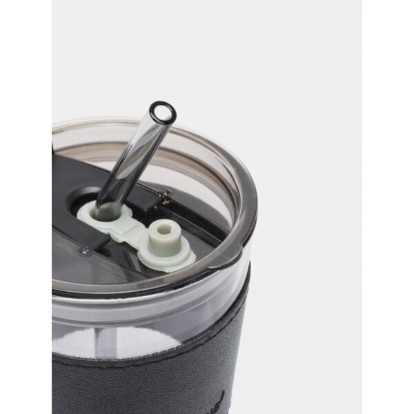 Gekleurde glazen mok voor koffie en thee met rietje en sluiting 450 ml CUP09GRAF