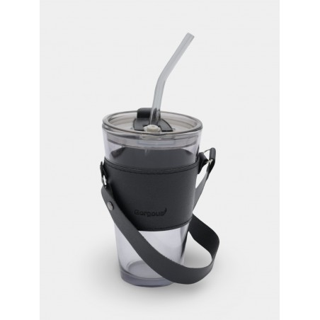 Gekleurde glazen mok voor koffie en thee met rietje en sluiting 450 ml CUP09GRAF
