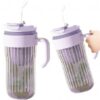 Koffie-thee geribbelde glazen mok met rietje, zeefje en sluiting 550 ml CUP12FIO