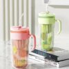 Koffie-thee geribbelde glazen mok met rietje, zeefje en sluiting 550 ml CUP12FIO