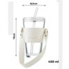 Koffie-thee mok van glas met rietje en sluiting 450 ml CUP09B