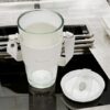 Koffie-thee mok van glas met rietje en sluiting 450 ml CUP09B