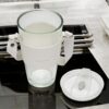 Koffie-thee mok van glas met rietje en sluiting 450 ml CUP09B