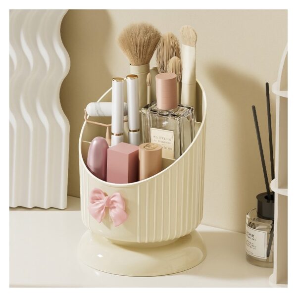 Organizer make-up spullen crème met roze strik CB67