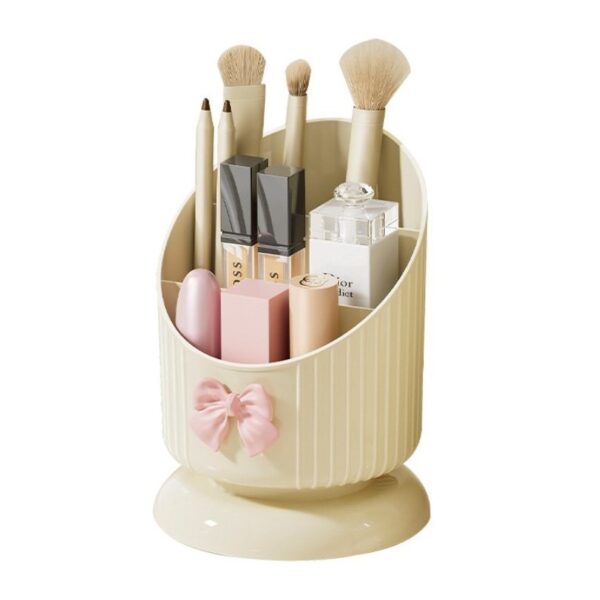 Organizer make-up spullen crème met roze strik CB67