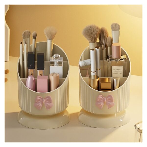 Organizer make-up spullen crème met roze strik CB67