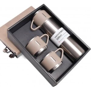 DE THERMOSSET MET 3 MOKKEN, cadeauverpakking, 500 ml beige BD24BEZ