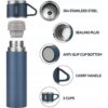 DE THERMOSSET MET 3 MOKKEN, cadeauverpakking, 500 ml marineblauw BD24GRAN