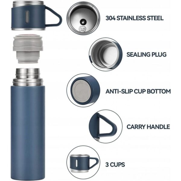 DE THERMOSSET MET 3 MOKKEN, cadeauverpakking, 500 ml marineblauw BD24GRAN