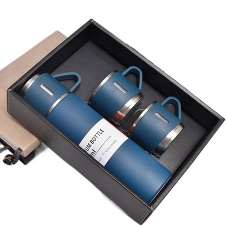 DE THERMOSSET MET 3 MOKKEN, cadeauverpakking, 500 ml marineblauw BD24GRAN