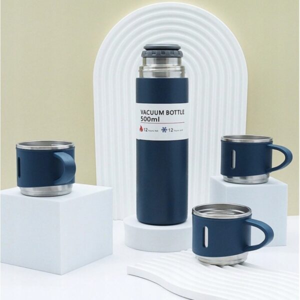 DE THERMOSSET MET 3 MOKKEN, cadeauverpakking, 500 ml marineblauw BD24GRAN