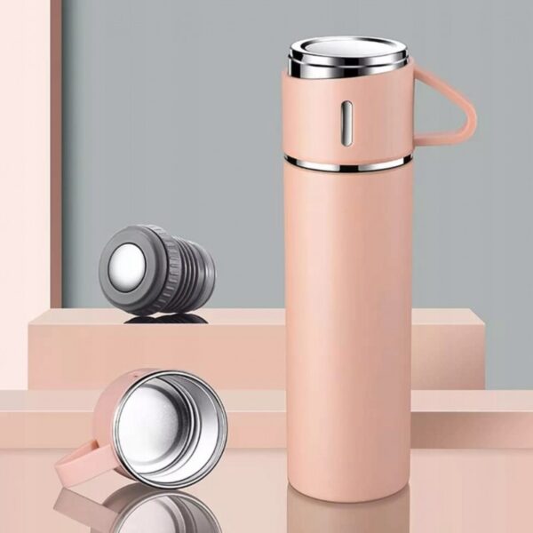 DE THERMOSSET MET 3 MOKKEN, cadeauverpakking, 500 ml roze BD24R