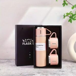 DE THERMOSSET MET 3 MOKKEN, cadeauverpakking, 500 ml roze BD24R