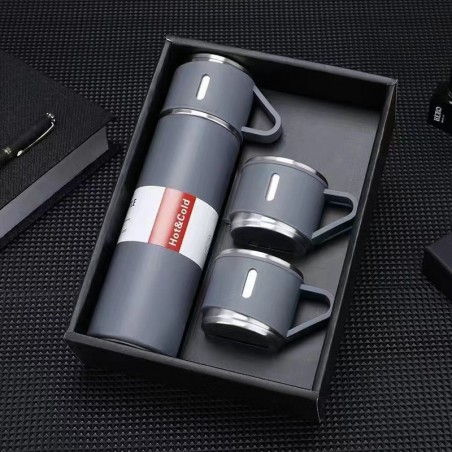 DE THERMOSSET MET 3 MOKKEN, cadeauverpakking, 500 ml grijs BD24SZ