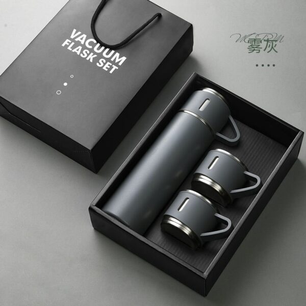 DE THERMOSSET MET 3 MOKKEN, cadeauverpakking, 500 ml grijs BD24SZ